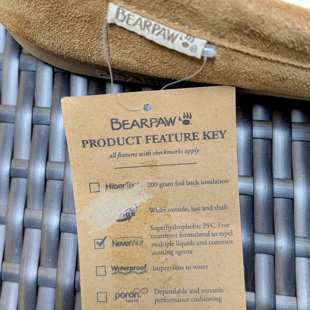 BEAR PAW 14 NWT Men's Hickory Brown Suede & Genuine Warm Wool Shearling Slippers - Picture 6 of 11